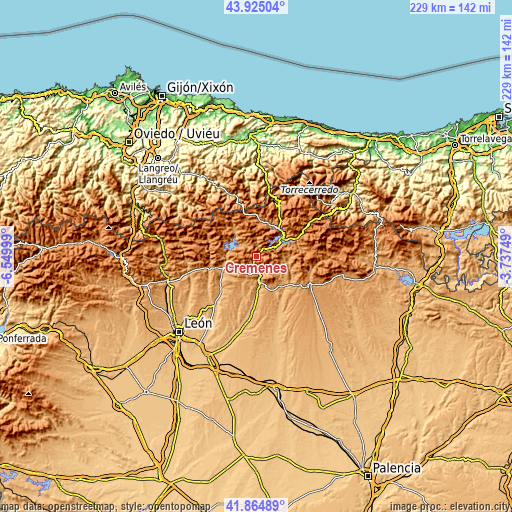 Topographic map of Crémenes