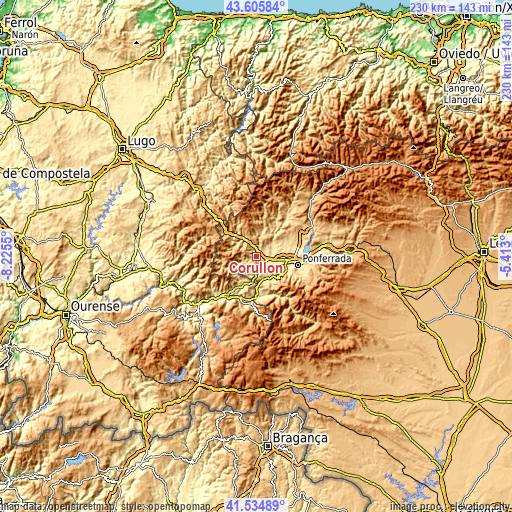 Topographic map of Corullón