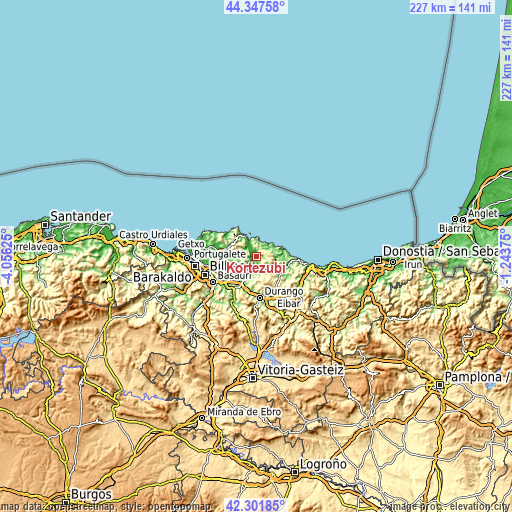 Topographic map of Kortezubi