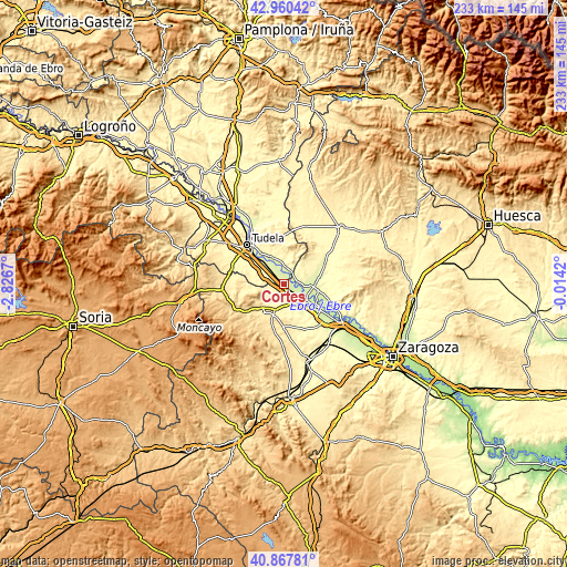 Topographic map of Cortes