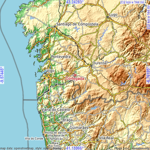 Topographic map of Cortegada