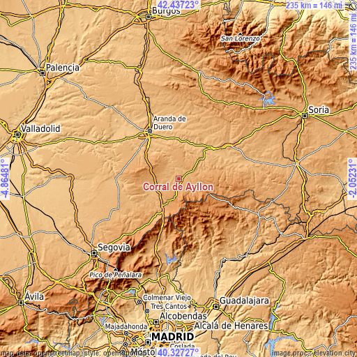 Topographic map of Corral de Ayllón