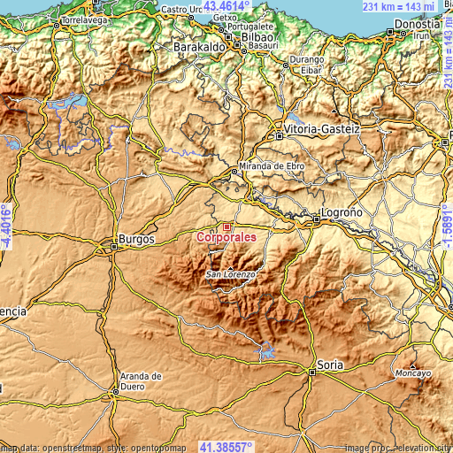 Topographic map of Corporales