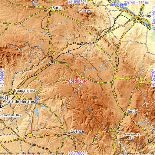 Topographic map of Corduente