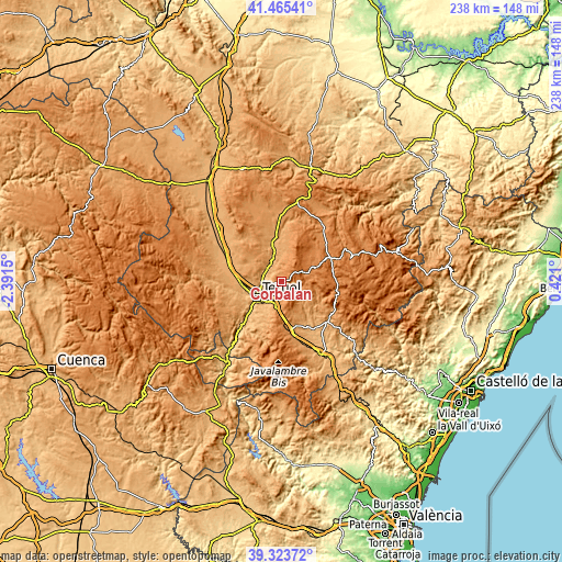 Topographic map of Corbalán