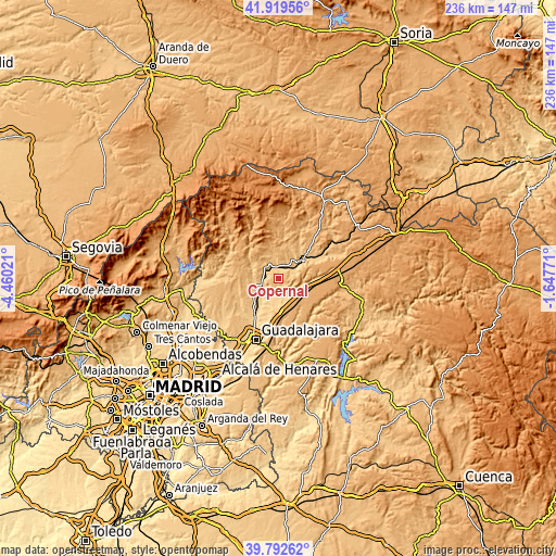 Topographic map of Copernal