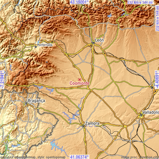 Topographic map of Coomonte