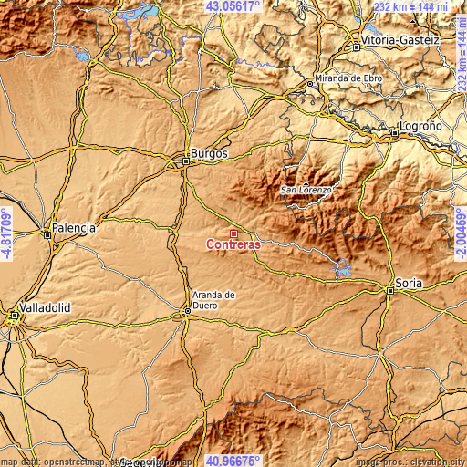 Topographic map of Contreras