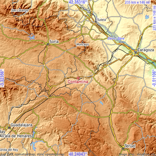 Topographic map of Contamina