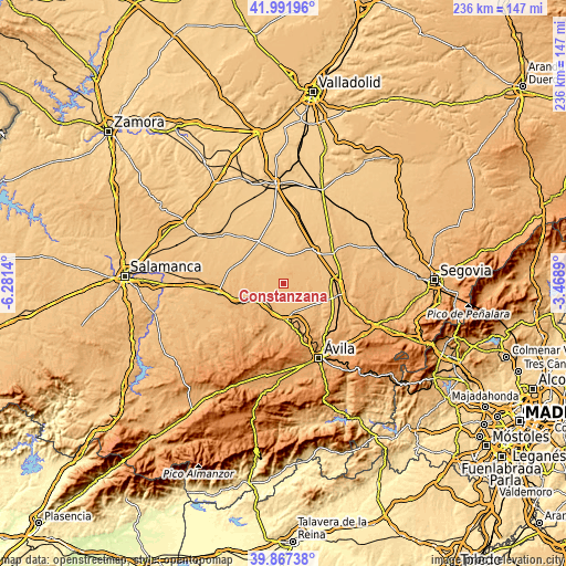 Topographic map of Constanzana