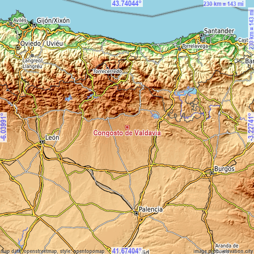 Topographic map of Congosto de Valdavia