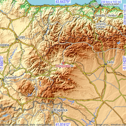 Topographic map of Congosto