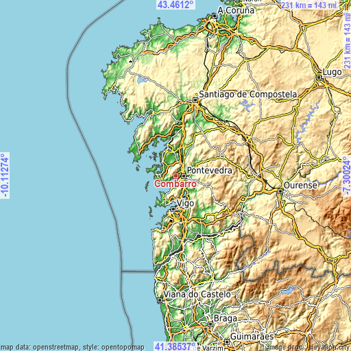 Topographic map of Combarro