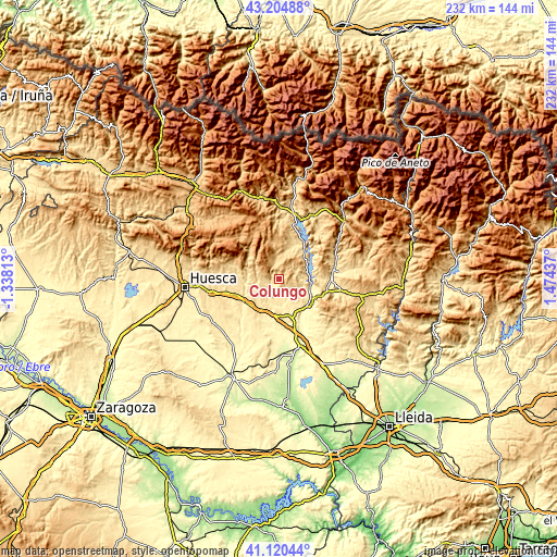 Topographic map of Colungo