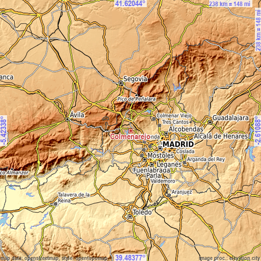 Topographic map of Colmenarejo