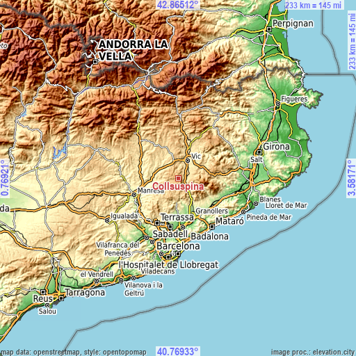 Topographic map of Collsuspina