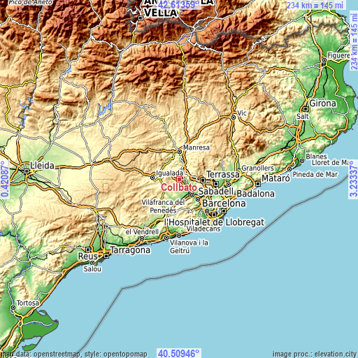 Topographic map of Collbató