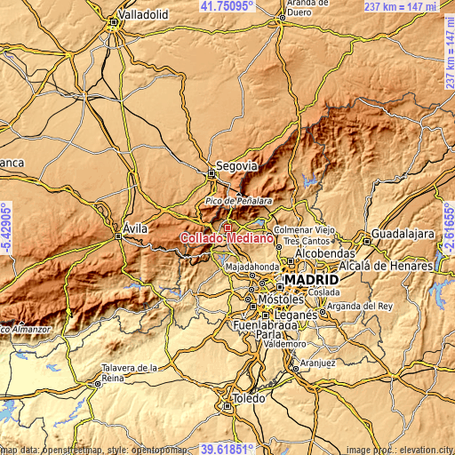 Topographic map of Collado Mediano