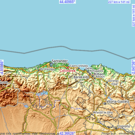 Topographic map of Colindres