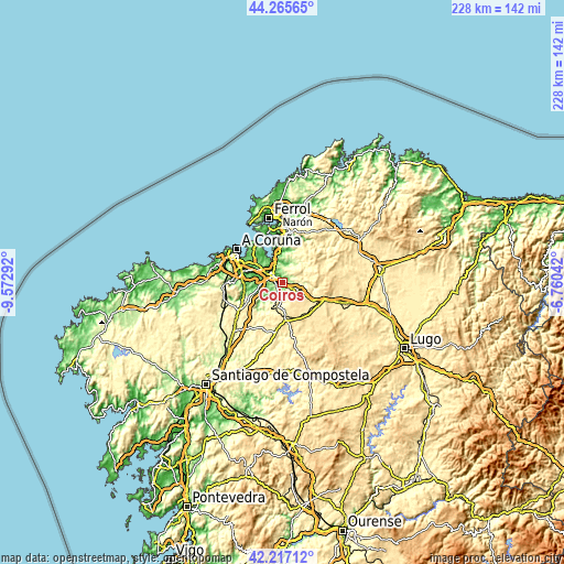 Topographic map of Coirós