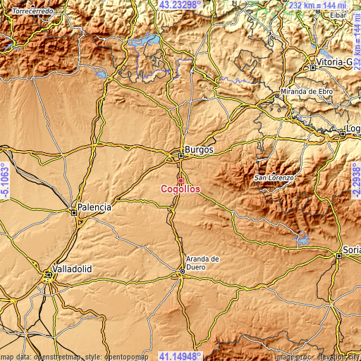 Topographic map of Cogollos