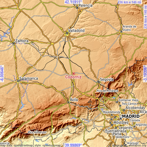 Topographic map of Codorniz