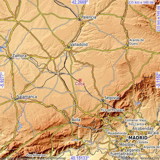 Topographic map of Coca