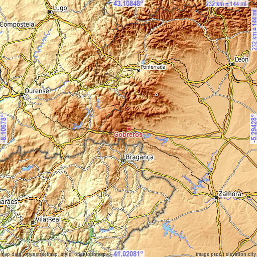 Topographic map of Cobreros