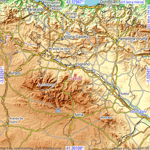 Topographic map of Clavijo