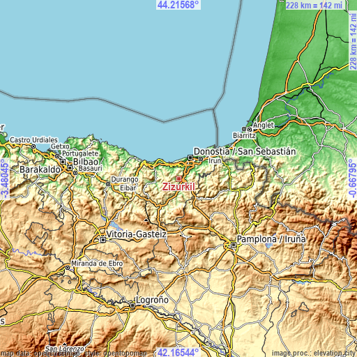 Topographic map of Zizurkil