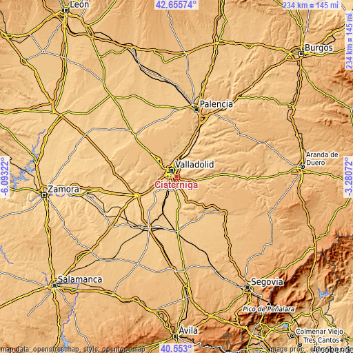 Topographic map of Cistérniga