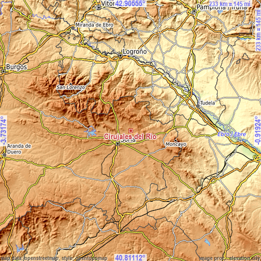 Topographic map of Cirujales del Río