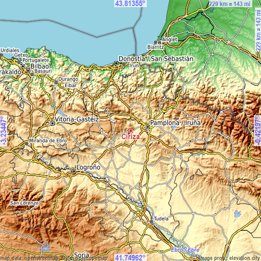 Topographic map of Ciriza