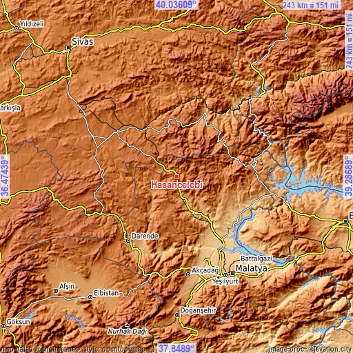 Topographic map of Hasançelebi