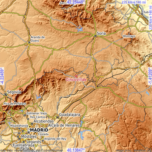 Topographic map of Cincovillas