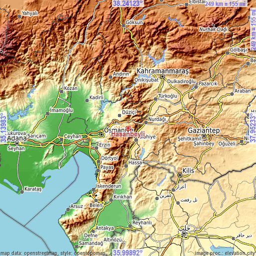 Topographic map of Hasanbeyli
