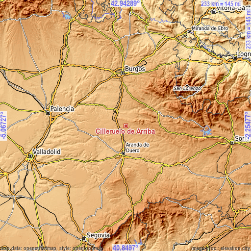 Topographic map of Cilleruelo de Arriba