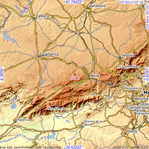 Topographic map of Cillán