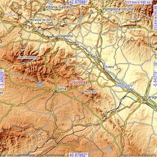 Topographic map of Cigudosa