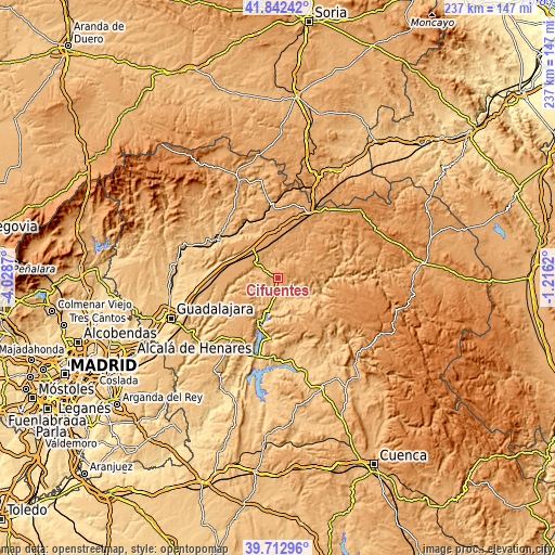 Topographic map of Cifuentes