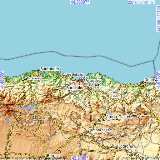 Topographic map of Zierbena