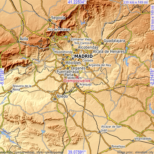 Topographic map of Ciempozuelos