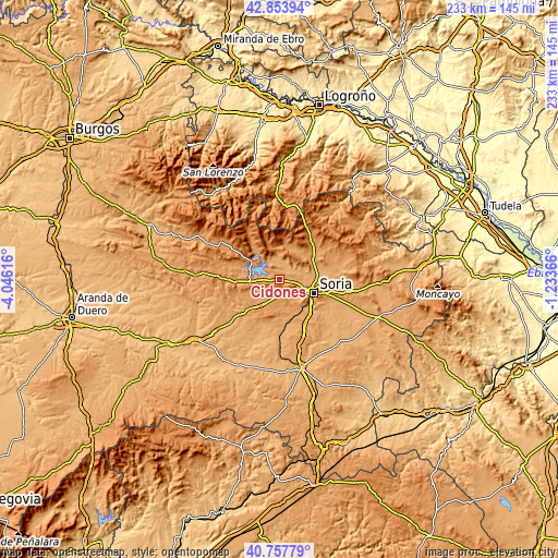 Topographic map of Cidones