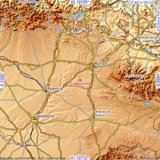 Topographic map of Ciadoncha