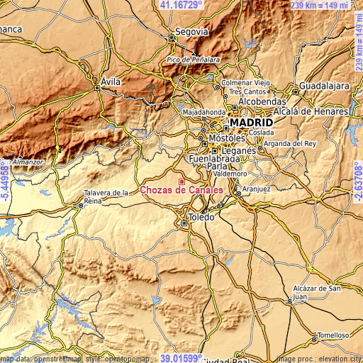 Topographic map of Chozas de Canales