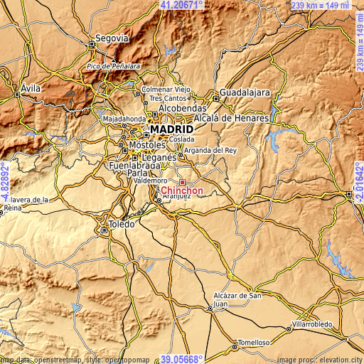 Topographic map of Chinchón