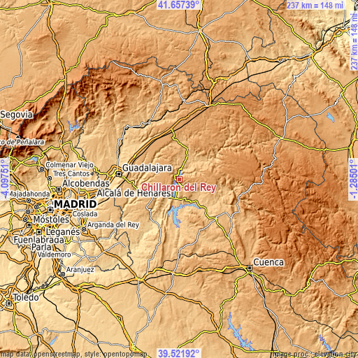 Topographic map of Chillarón del Rey