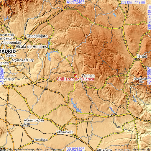 Topographic map of Chillarón de Cuenca