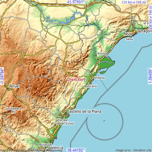 Topographic map of Chert/Xert