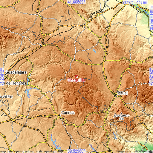 Topographic map of Chequilla